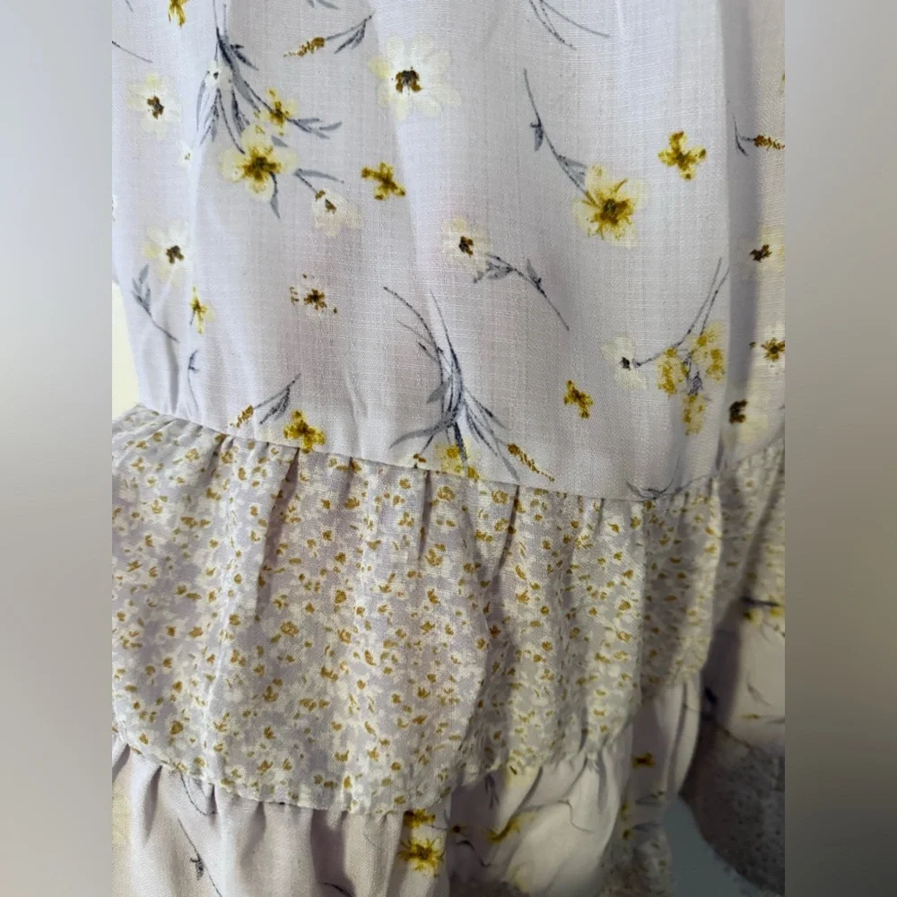 Paper Crane Babydoll Tiered Pastel Floral Print Blouse Size Large - Cottagecore - Picture 5 of 7